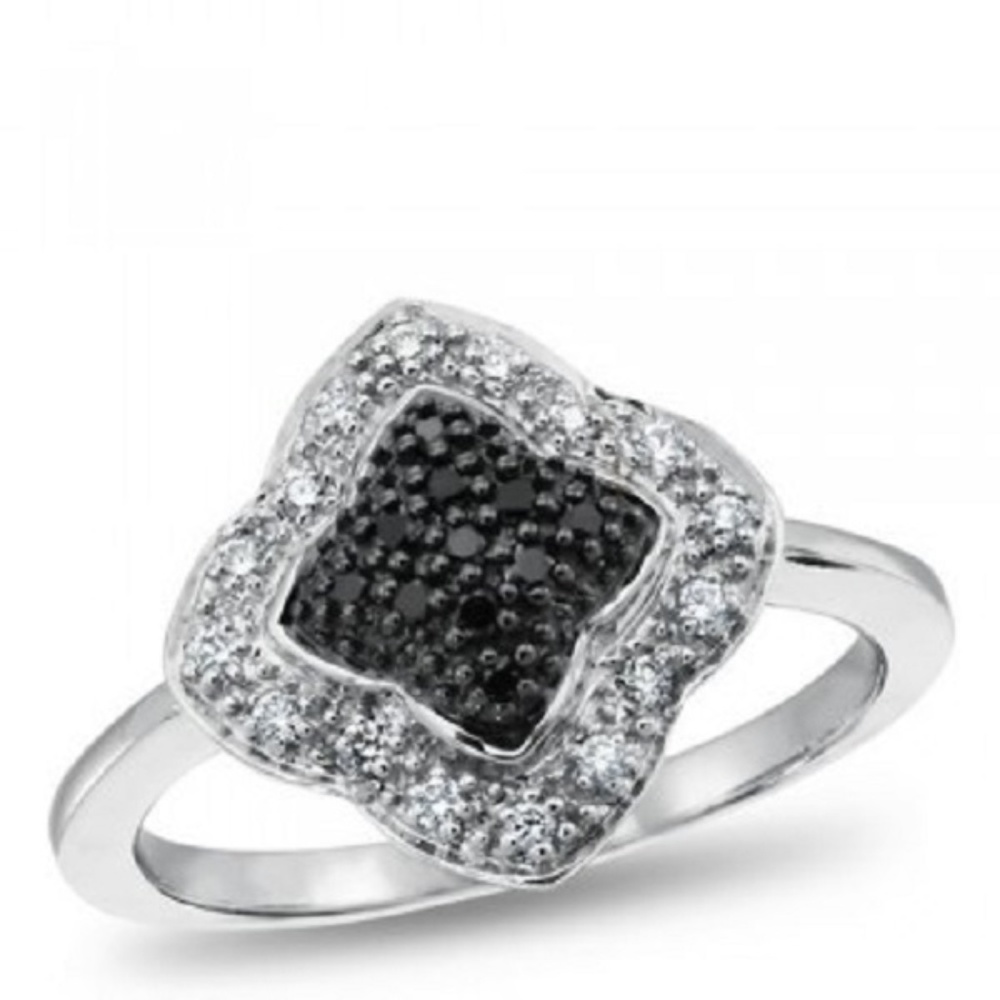 Sterling Silver Black CZ Ring Size 6